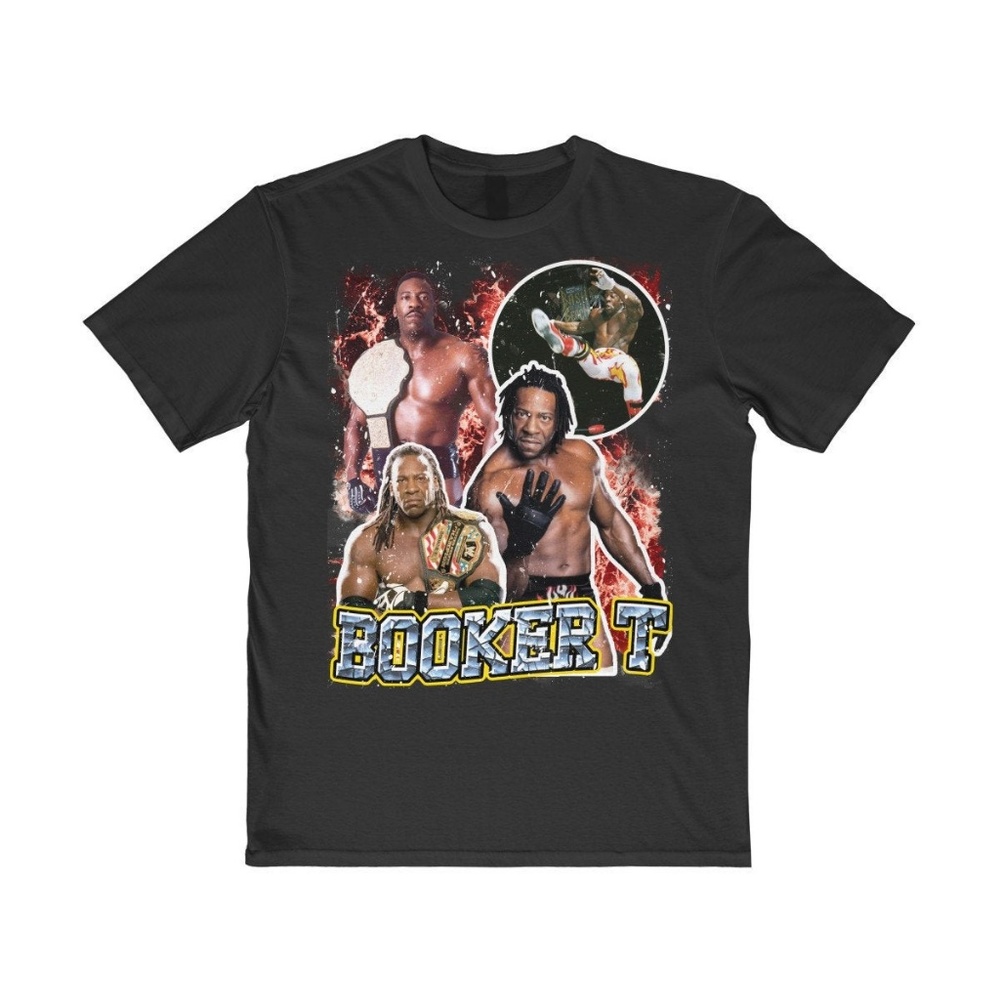 Vintage Inspired Black 90s Booker T Wrestling Tee